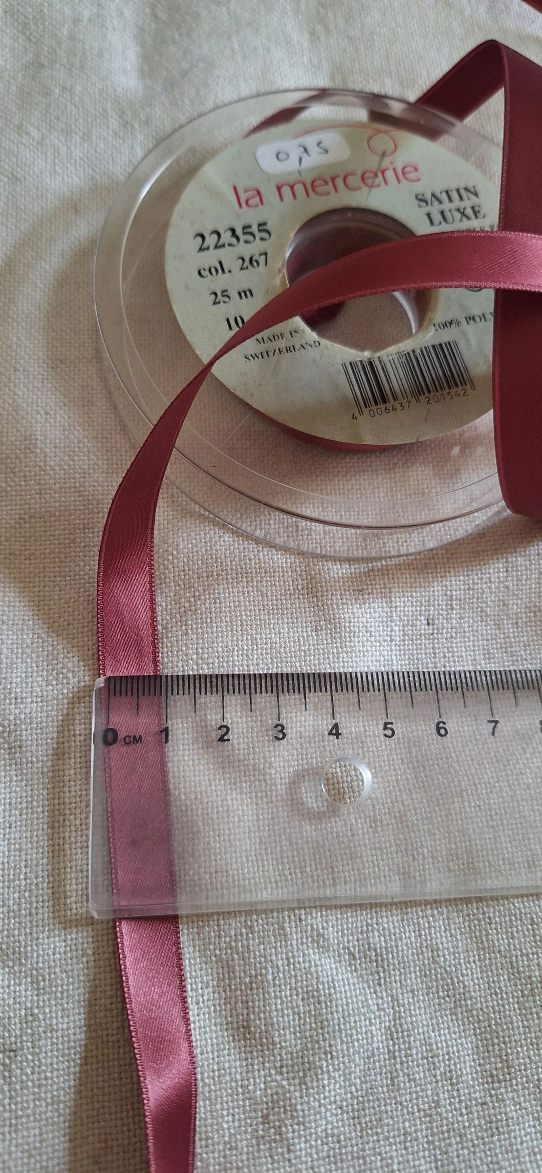 5 mètres de satin 10 mm bois de rose 